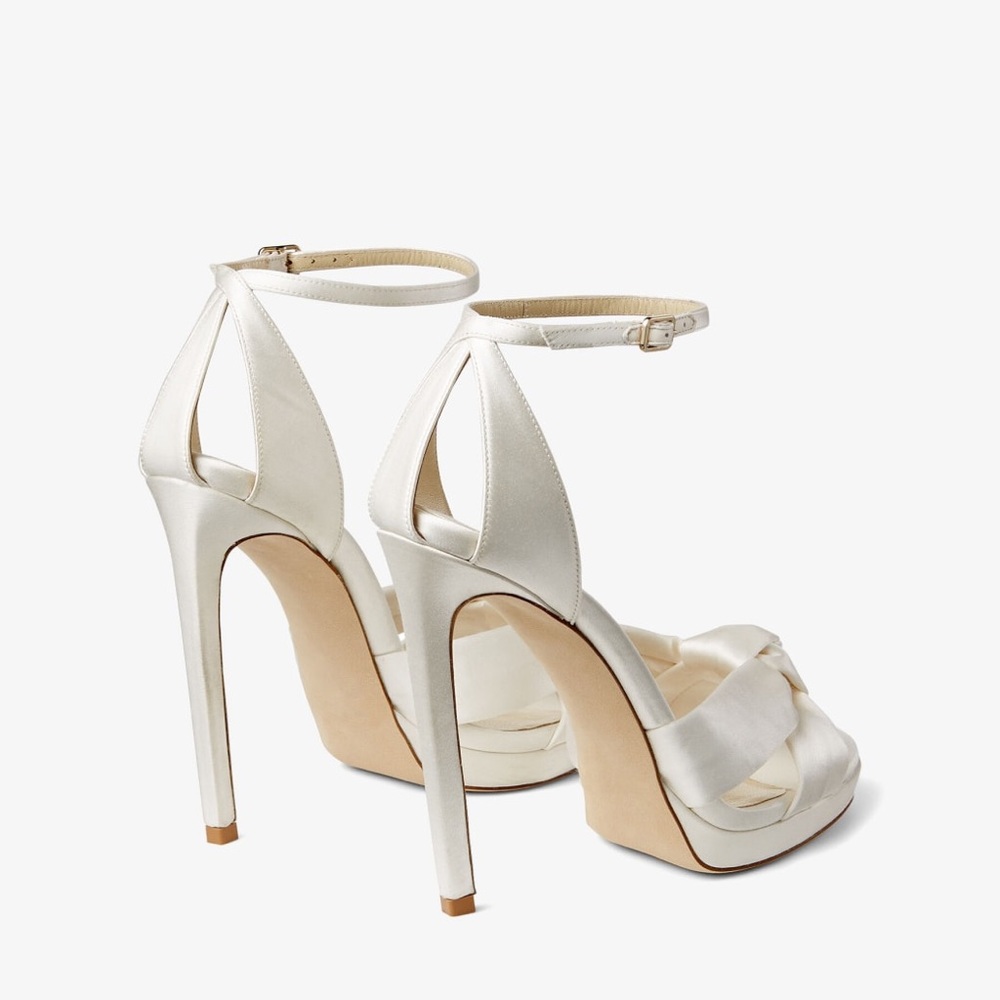 Jimmy Choo White Satin Heels - Picture 4 of 15